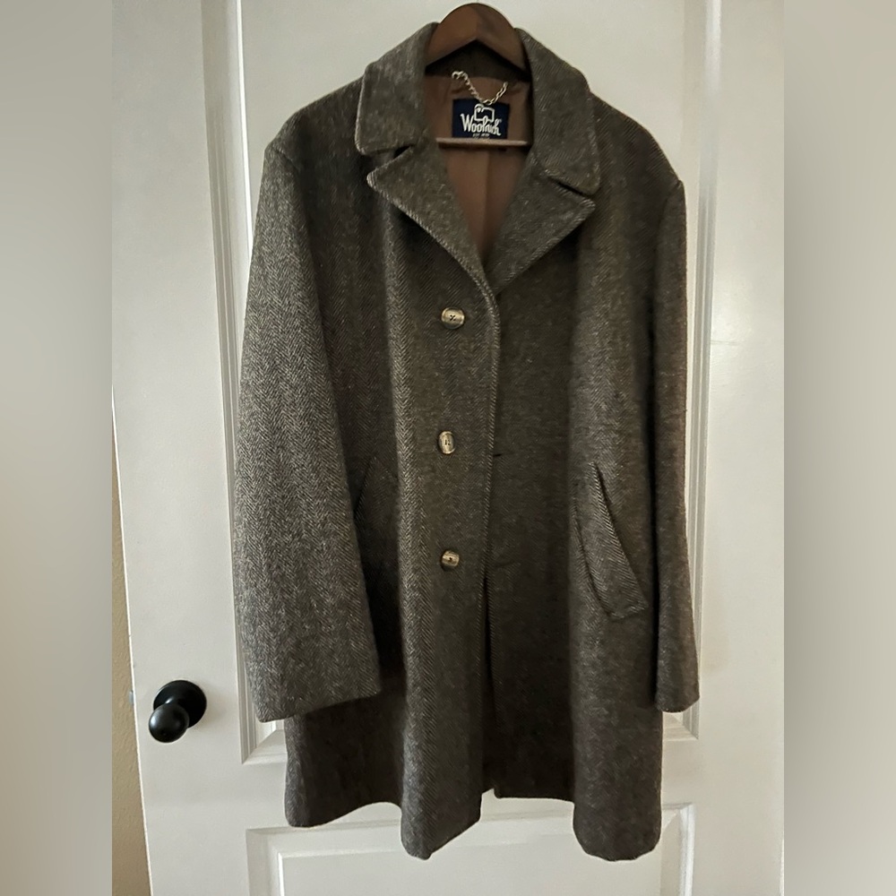Men’s Brown Herringbone Wool Coat